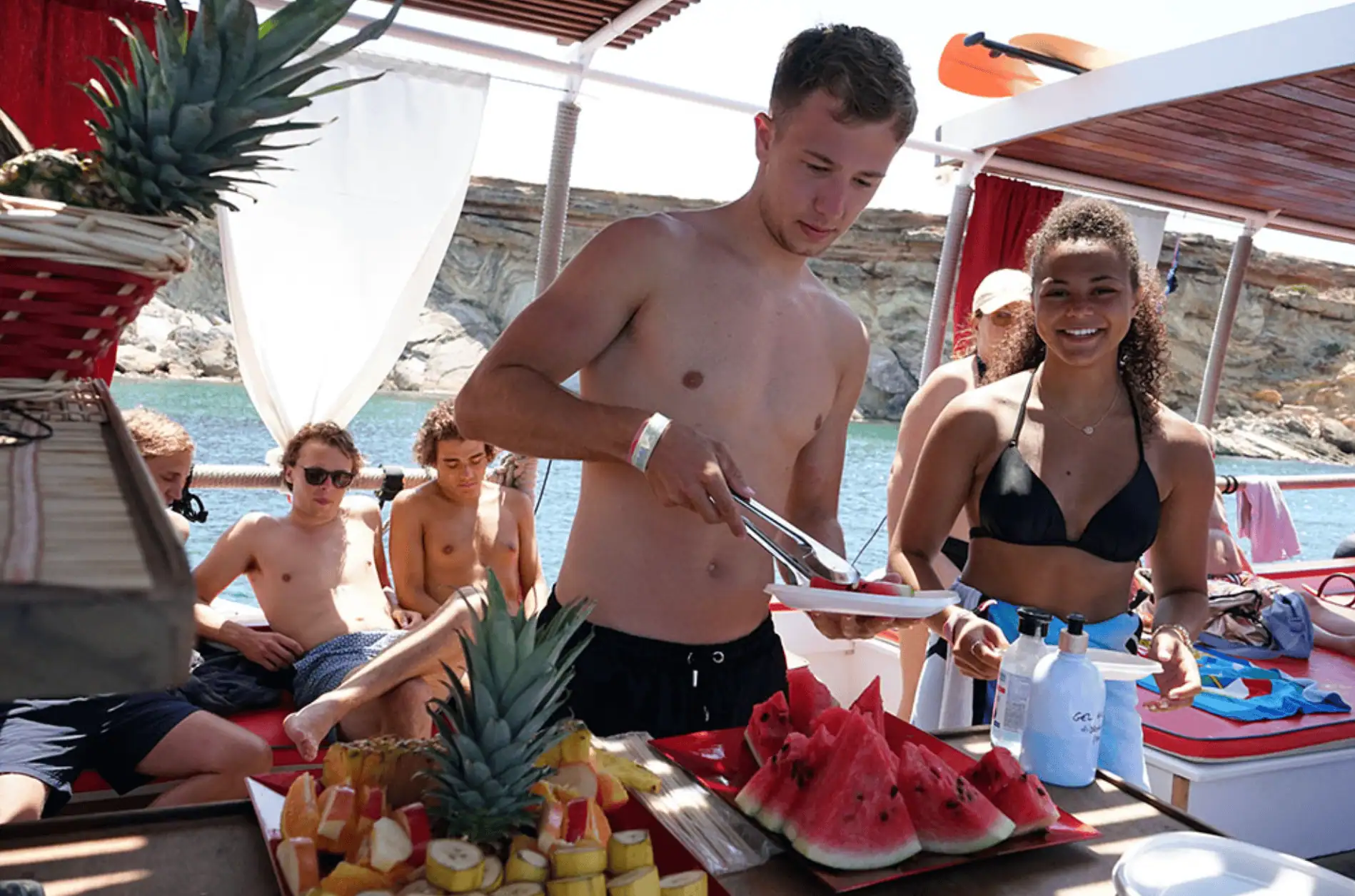 Fresh fruit bar onboard all-inclusive boat trip