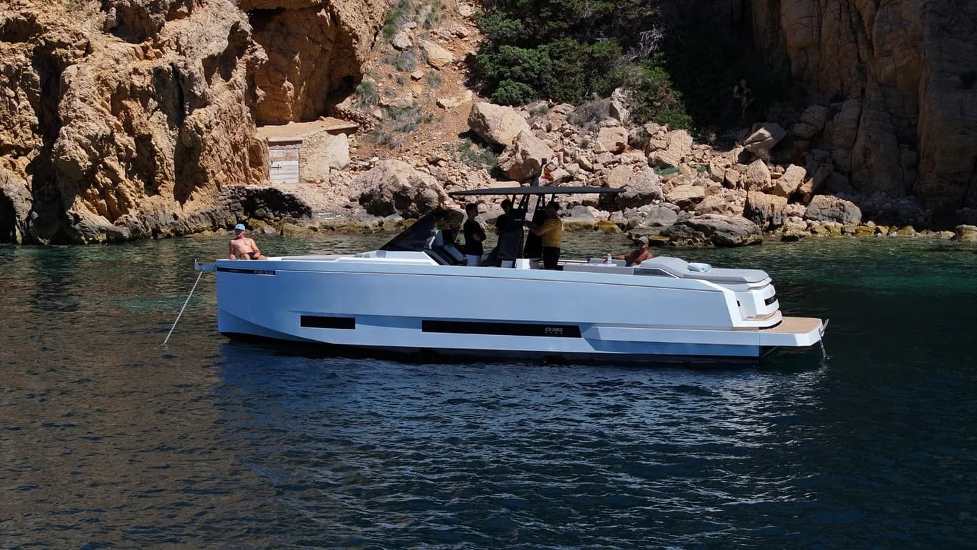 DE ANTONIO 36 yacht from above San Antonio